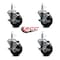 Service Caster 3.5'' Soft Rubber Wheel Swivel 7/16'' Grip Ring Stem Caster Set with Brake, 4PK SCC-GR20S3514-SRS-TLB-716138-4 - alternate 2